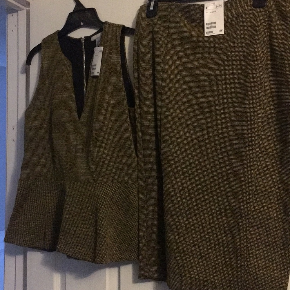 H&M matching set peplum and pencil skirt Sz L - Picture 5 of 7